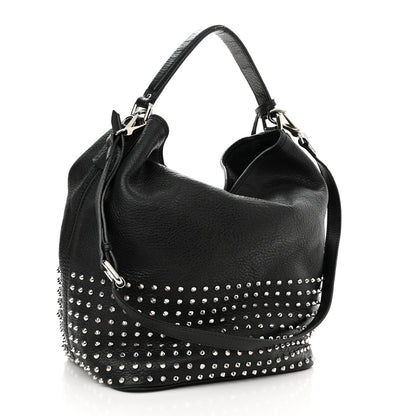 Burberry Calfskin Studded Medium Susanna Hobo Black 3 of 12