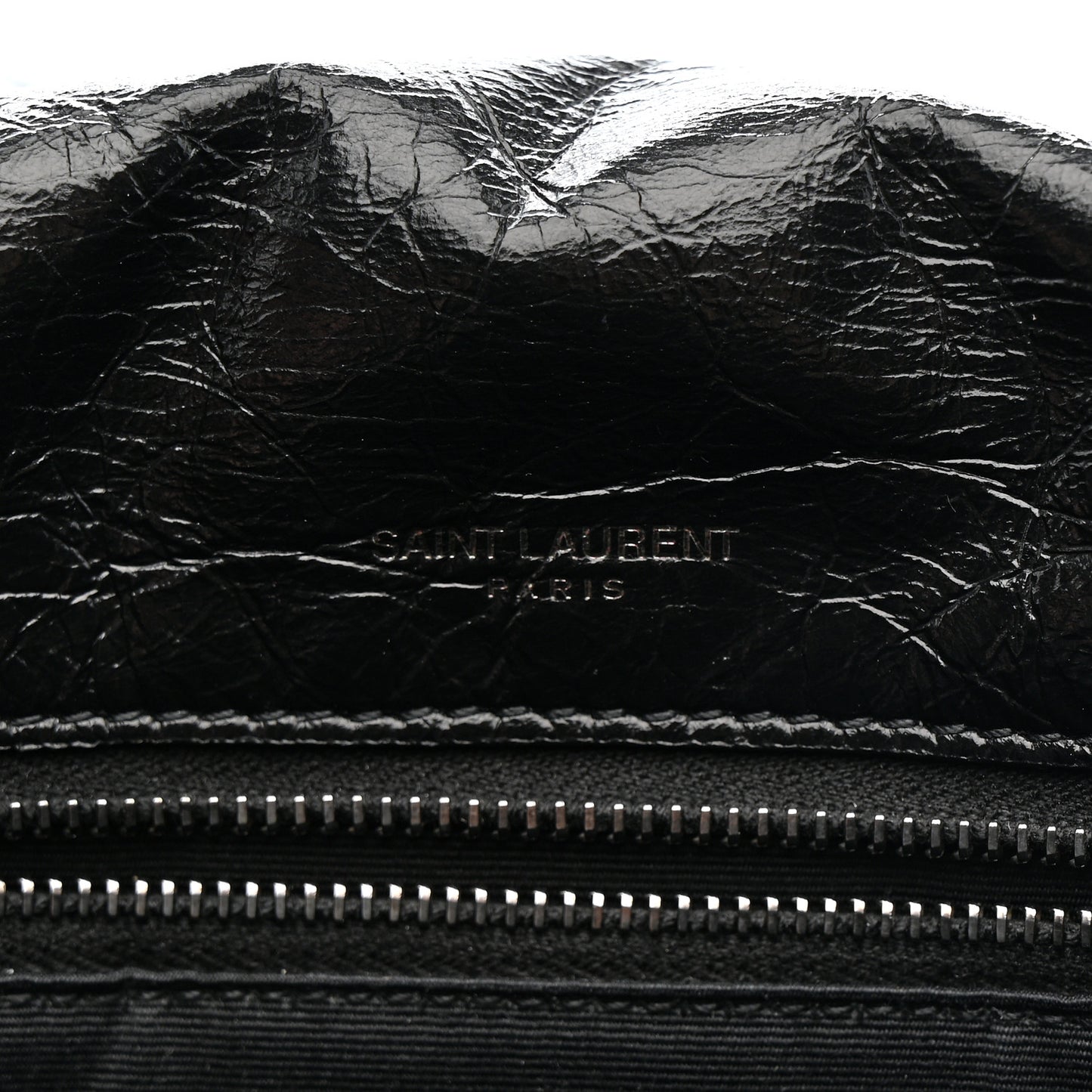 Crinkled Calfskin Matelasse Monogram Medium Niki Chain Satchel Black