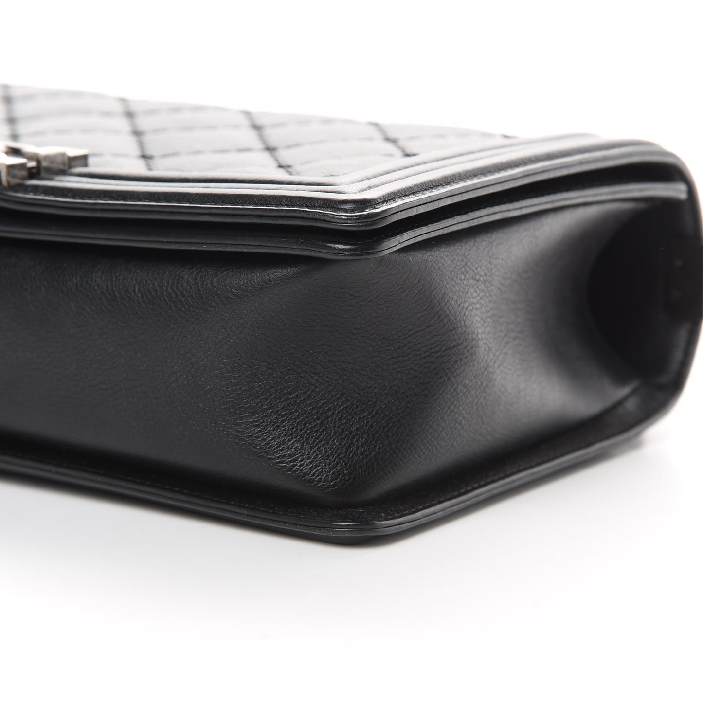 Calfskin Quilted Double Stitch New Medium Boy Flap Black