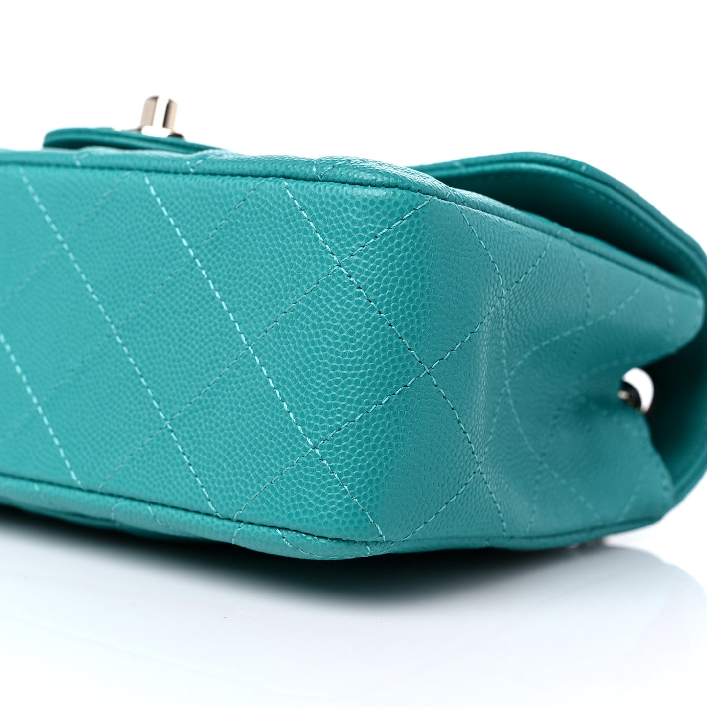 Caviar Quilted Mini Rectangular Flap Turquoise