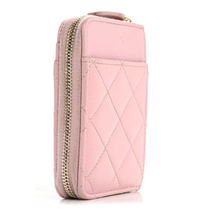 Chanel Caviar Quilted Studded CC Zip Card Holder Pink 3 of 14