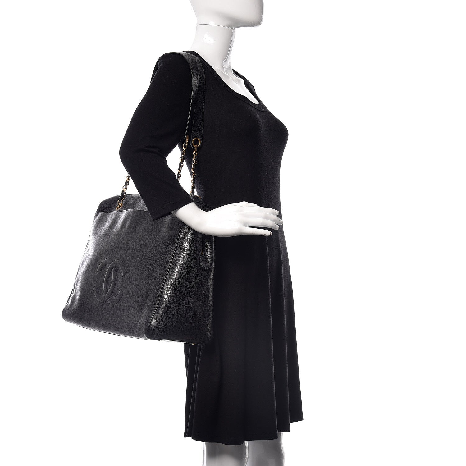 Chanel Caviar Large CC Shoulder Bag Black 2 of 11