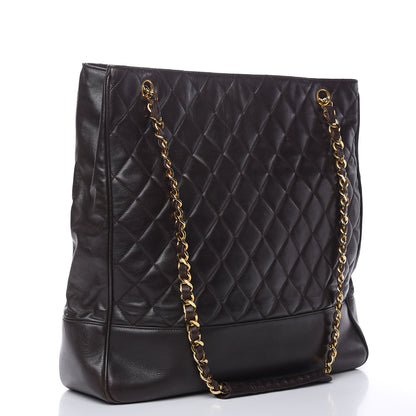 Chanel Lambskin Quilted Shopping Tote Dark Brown 3 of 15