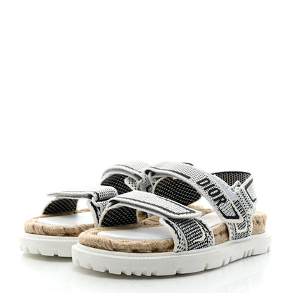Christian Dior Technical Knit Jute Dioract 10mm Sandals 36 White Black 3 of 8