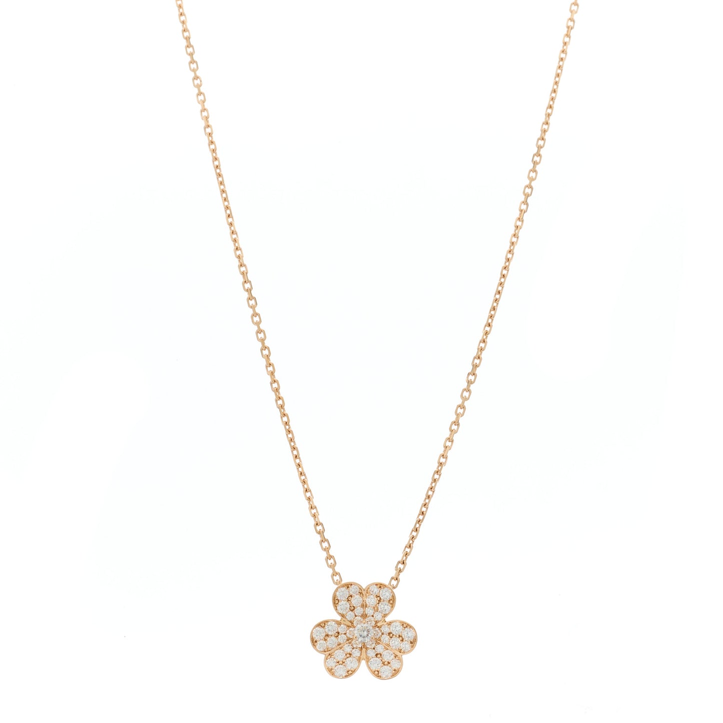 18K Rose Gold Diamond Small Frivole Pendant Pave Necklace