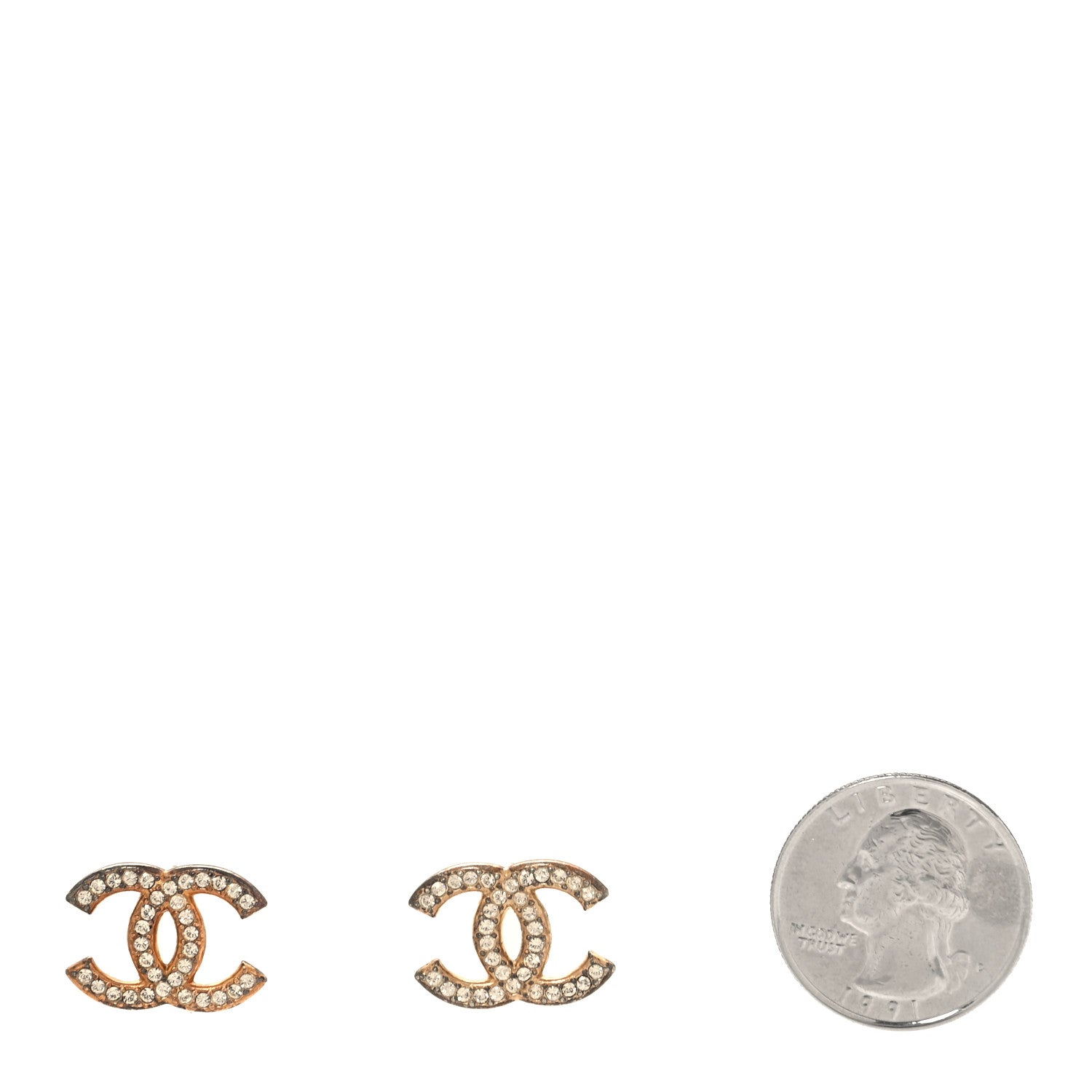Chanel Crystal CC Earrings Light Gold 2 of 5