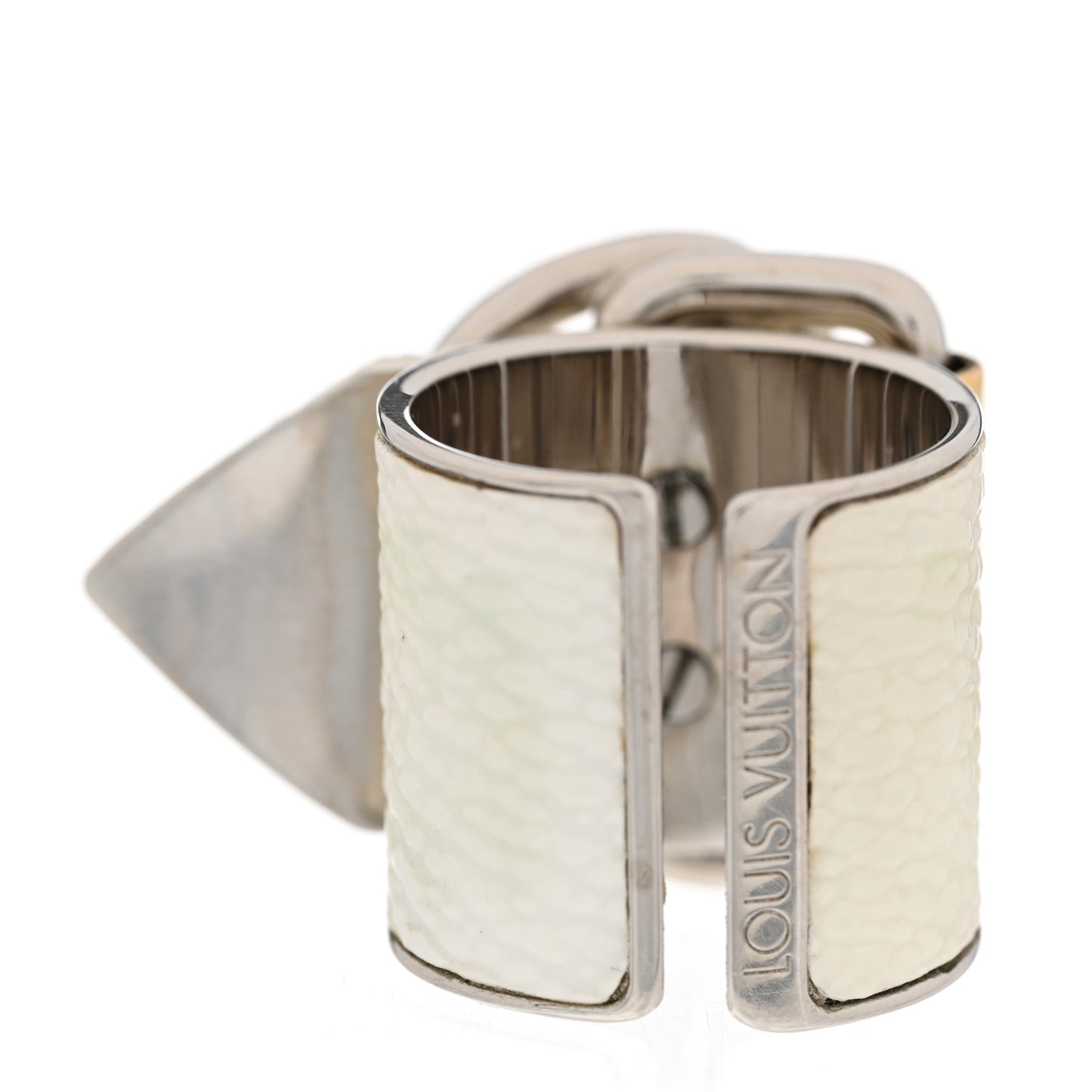 Calfskin Buckle Ring S 49 5 White