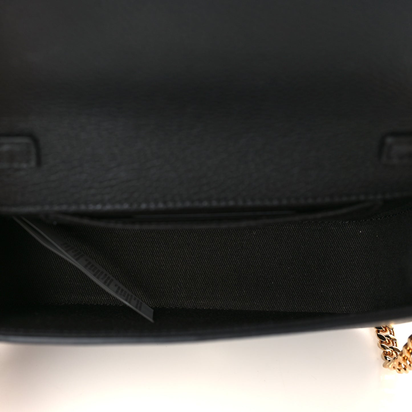 Grainy Calfskin Virtus V Mini Wallet Chain Crossbody Black