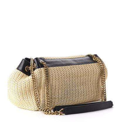 Saint Laurent Raffia Calfskin Small Nolita Shoulder Bag Natural Black 3 of 12