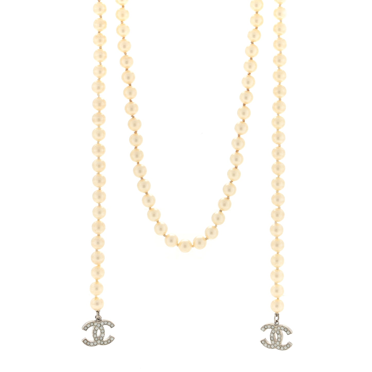 Pearl CC Wrap Around Necklace Light Gold