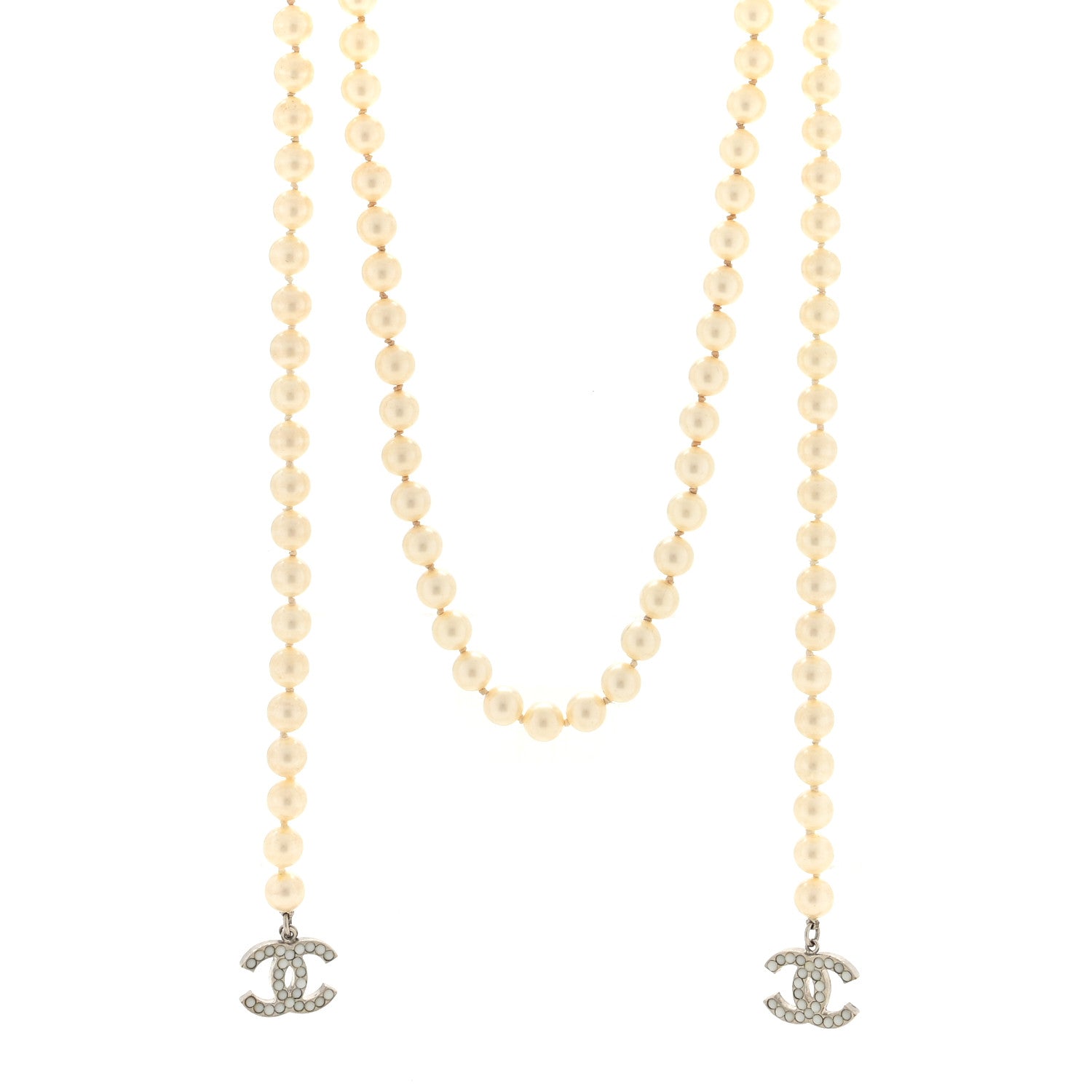 Chanel Pearl CC Wrap Around Necklace Light Gold 1 of 4