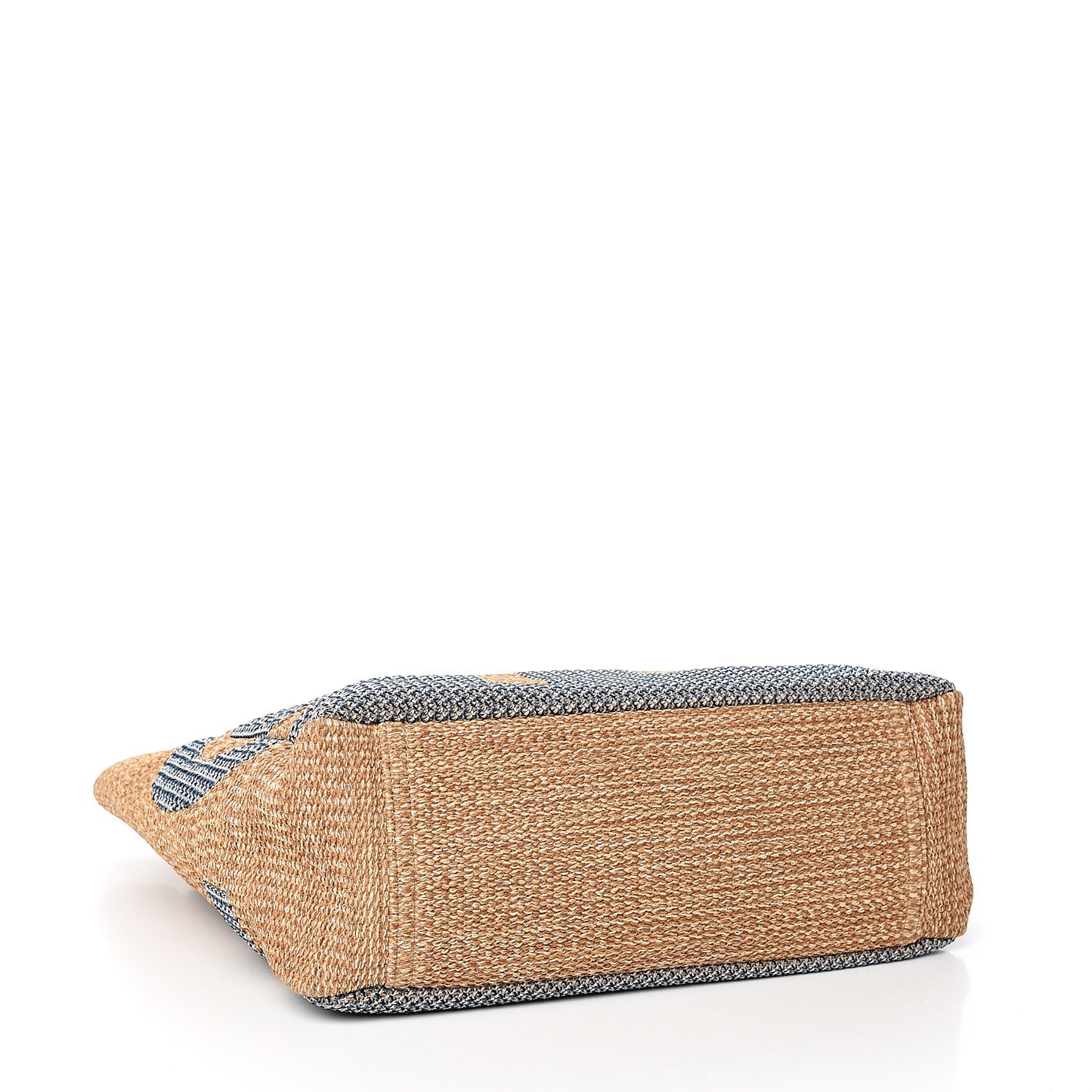 Mixed Fibers Large Shopping Bag Blue Beige