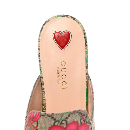 Gucci GG Supreme Monogram Flora Womens Princetown Slippers 37.5 Beige Ebony Multicolor Rosso 11 of 16
