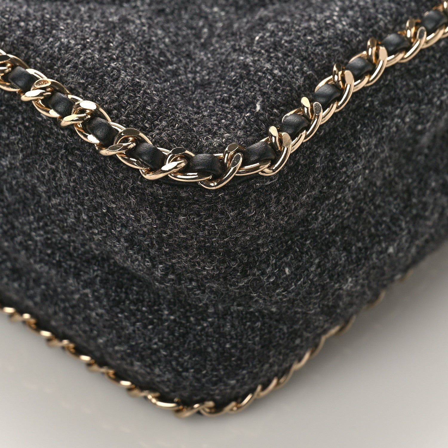 Chanel Wool Tweed Quilted Coco Neige Chain Around Flap Black 9 of 9