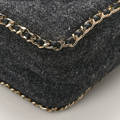 Chanel Wool Tweed Quilted Coco Neige Chain Around Flap Black 9 of 9