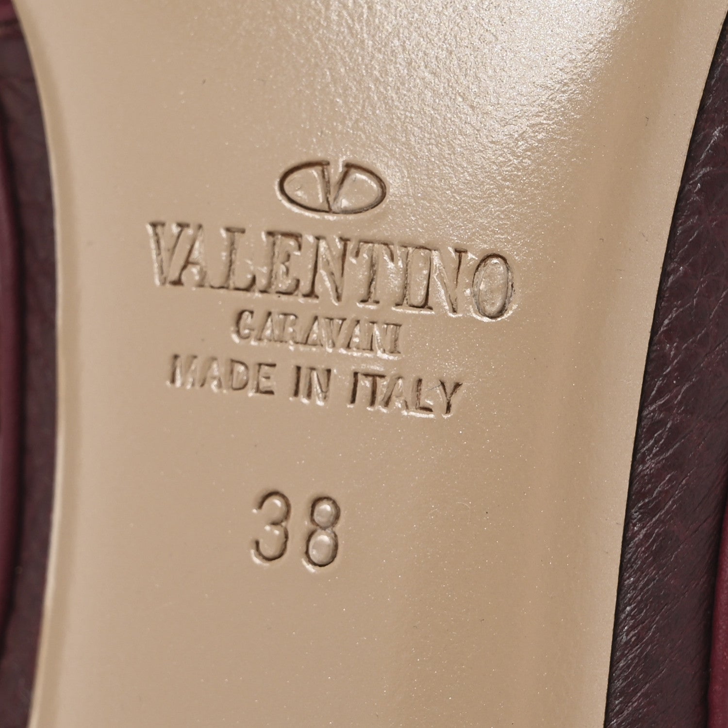 Valentino Garavani Pebbled Calfskin Rockstud Ankle Strap Pumps 38 Rubino 7 of 11