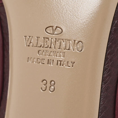 Valentino Garavani Pebbled Calfskin Rockstud Ankle Strap Pumps 38 Rubino 7 of 11