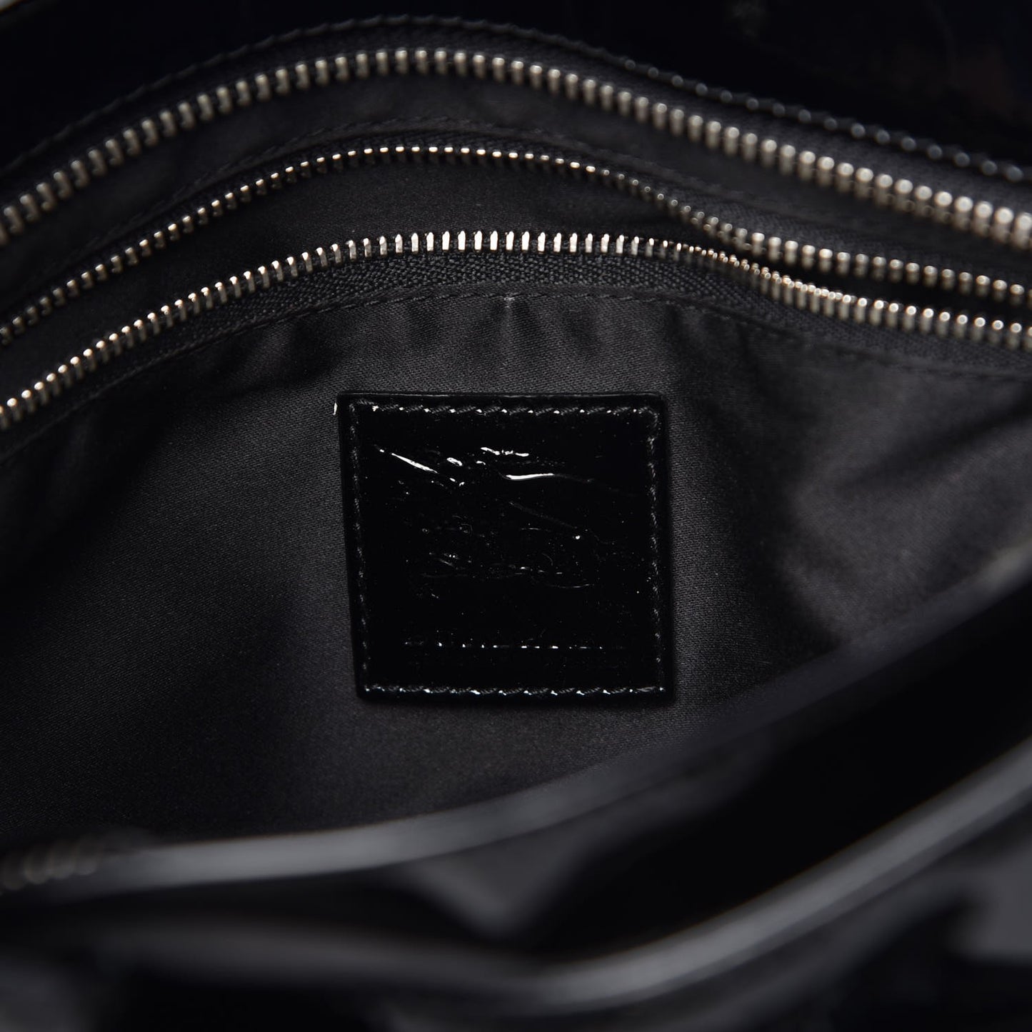 Patent Calfskin Quilted Large Manor Tote Black