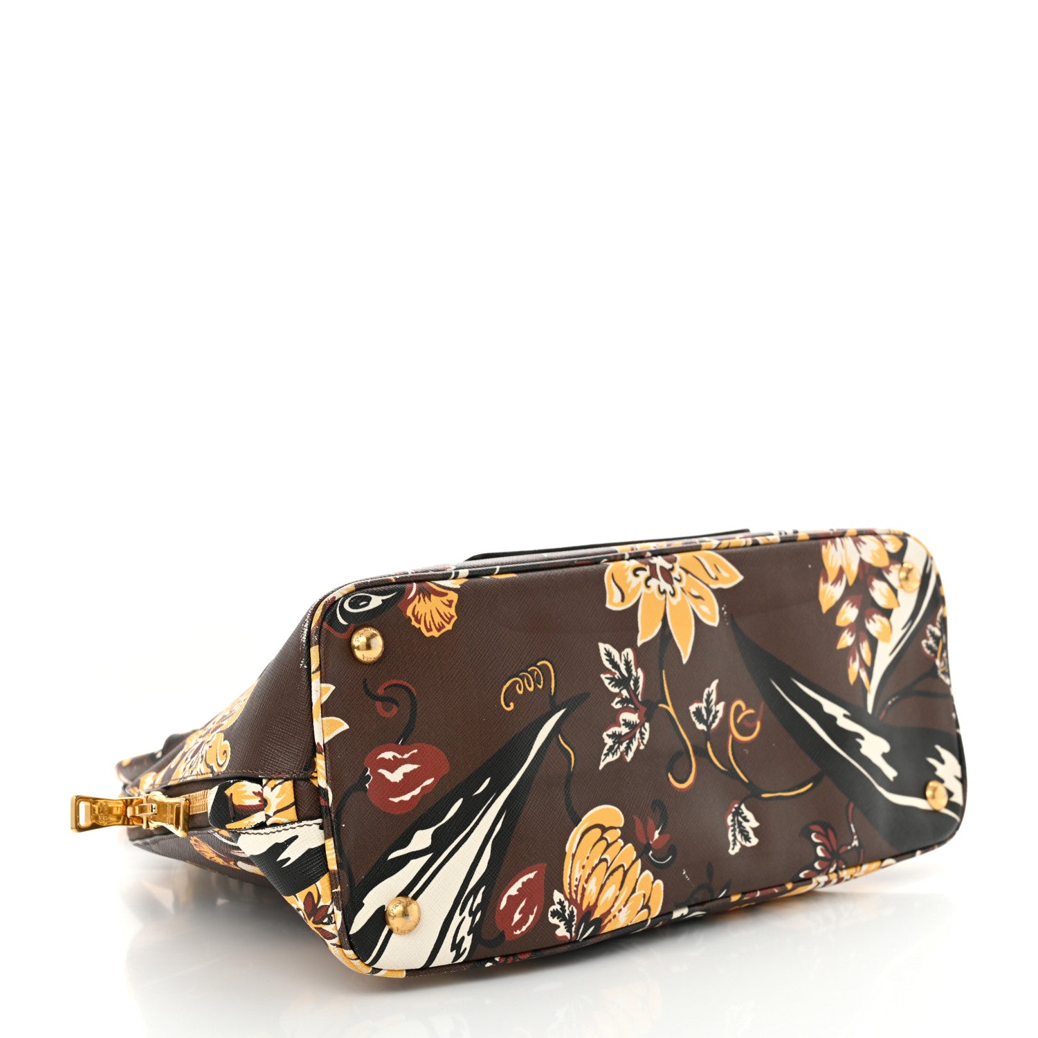 Prada Saffiano Print Top Handle Brown Multicolor 4 of 16