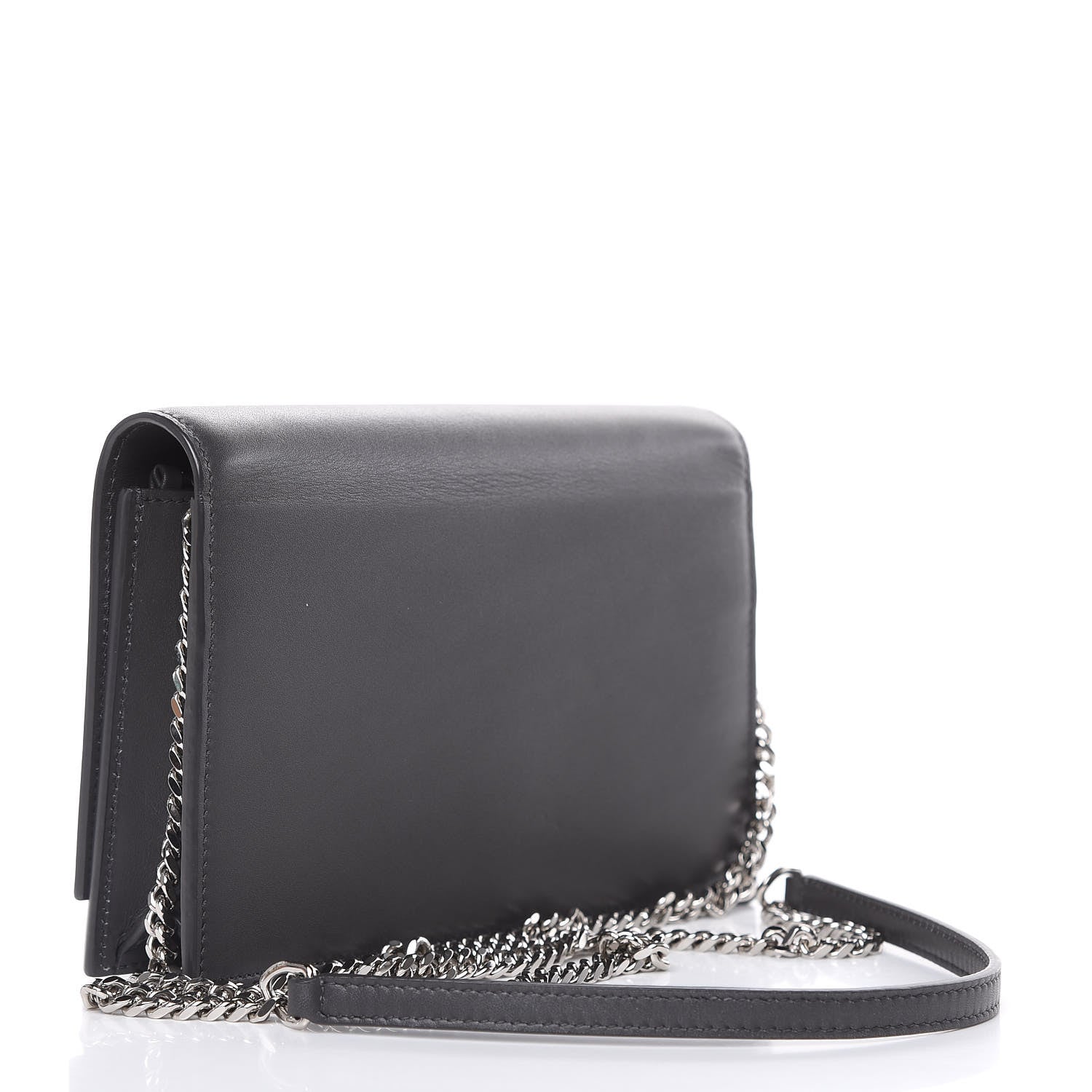 Saint Laurent Smooth Calfskin Classic Monogram Kate Tassel Chain Wallet Asphalt 3 of 13