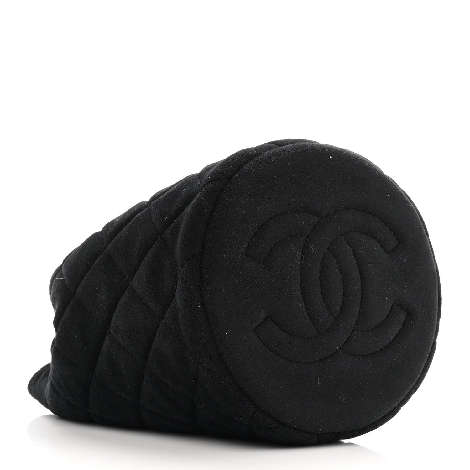 Chanel Velvet Quilted Pearl Crush Drawstring Bag Black 4 of 9