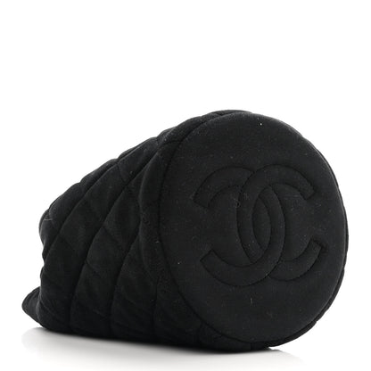 Chanel Velvet Quilted Pearl Crush Drawstring Bag Black 4 of 9