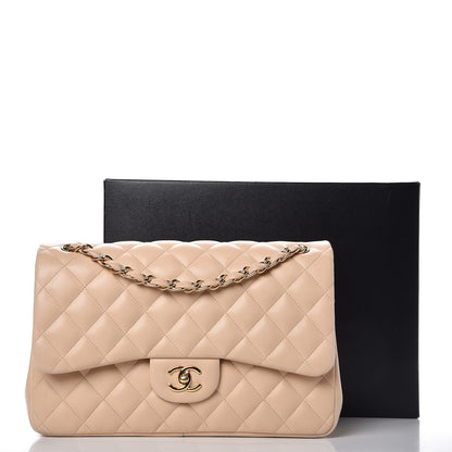 Chanel Lambskin Quilted Jumbo Double Flap Beige Clair 15 of 15