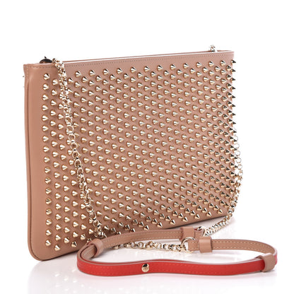 Christian Louboutin Calfskin Studded Loubiposh Chain Clutch Nude 3 of 7