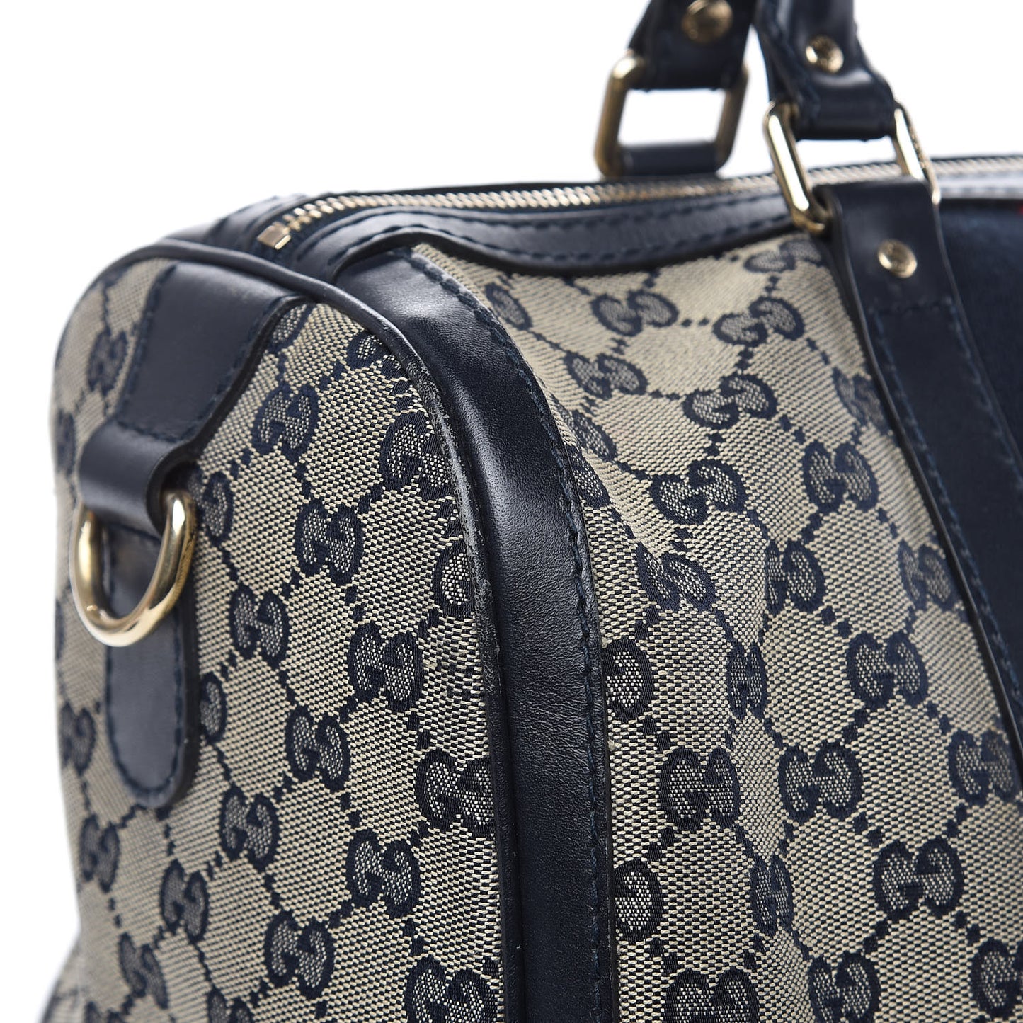 Monogram Selleria Calfskin Vintage Web Medium Boston Beige Blue