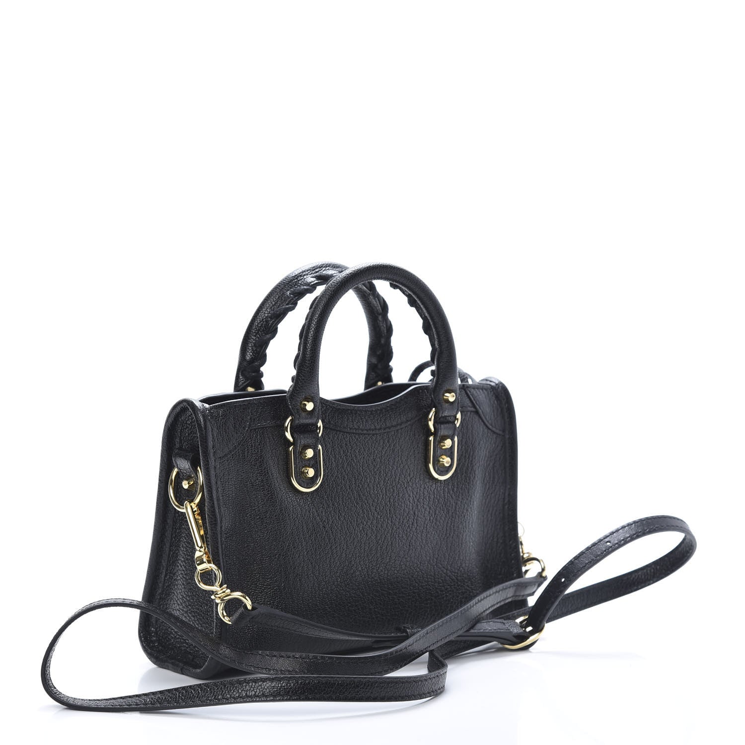Balenciaga Chevre Gold Metallic Edge Hardware Nano City Black 3 of 10