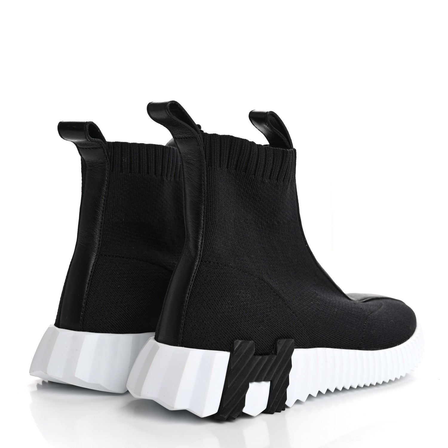 Hermes Technical Canvas Calfskin Fun Sneakers 36 Black White 5 of 11