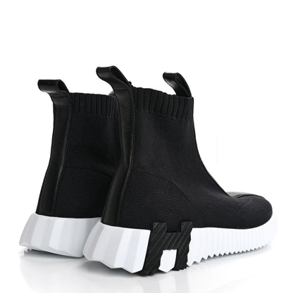 Hermes Technical Canvas Calfskin Fun Sneakers 36 Black White 5 of 11
