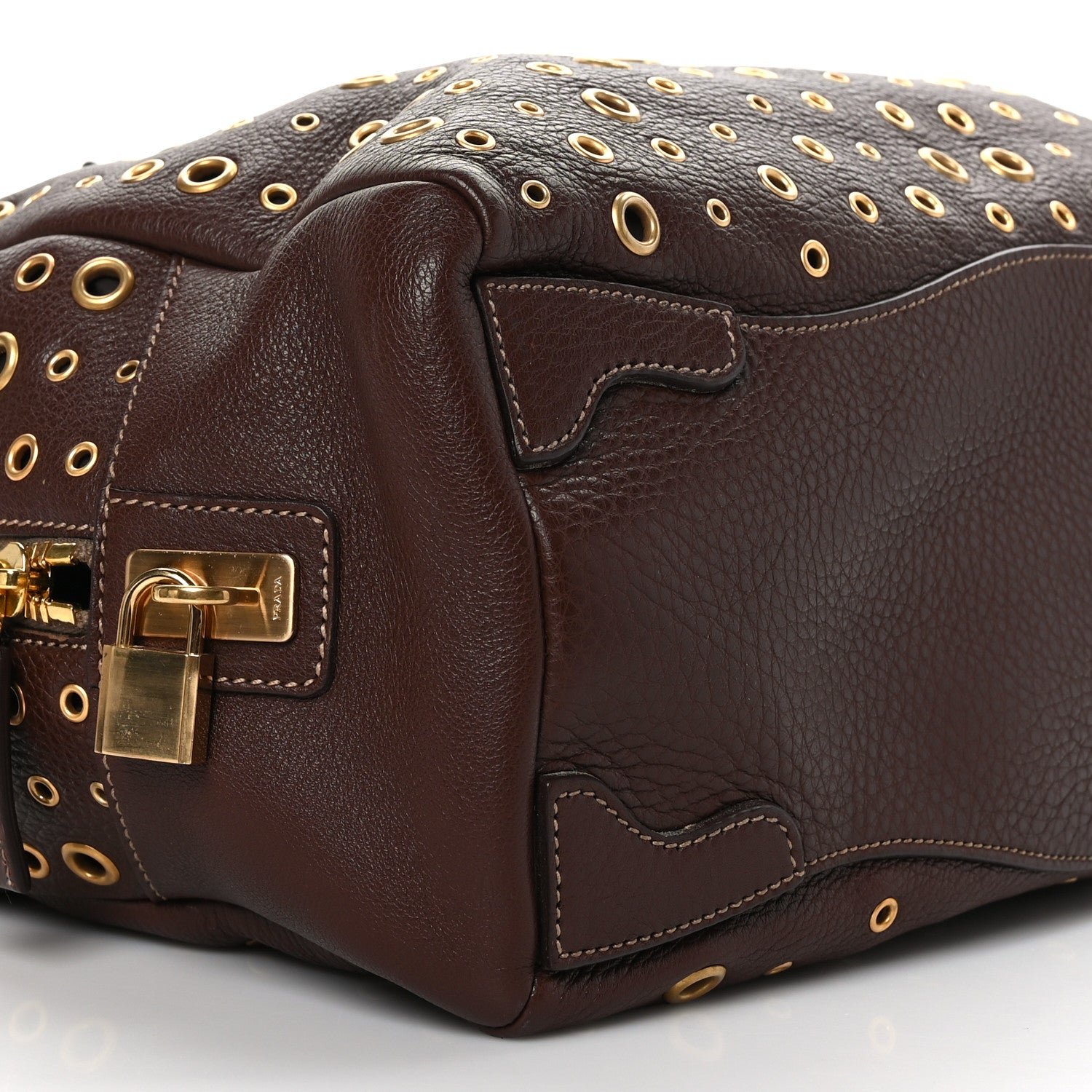 Prada Vitello Daino Grommet Satchel Bruciato 7 of 8