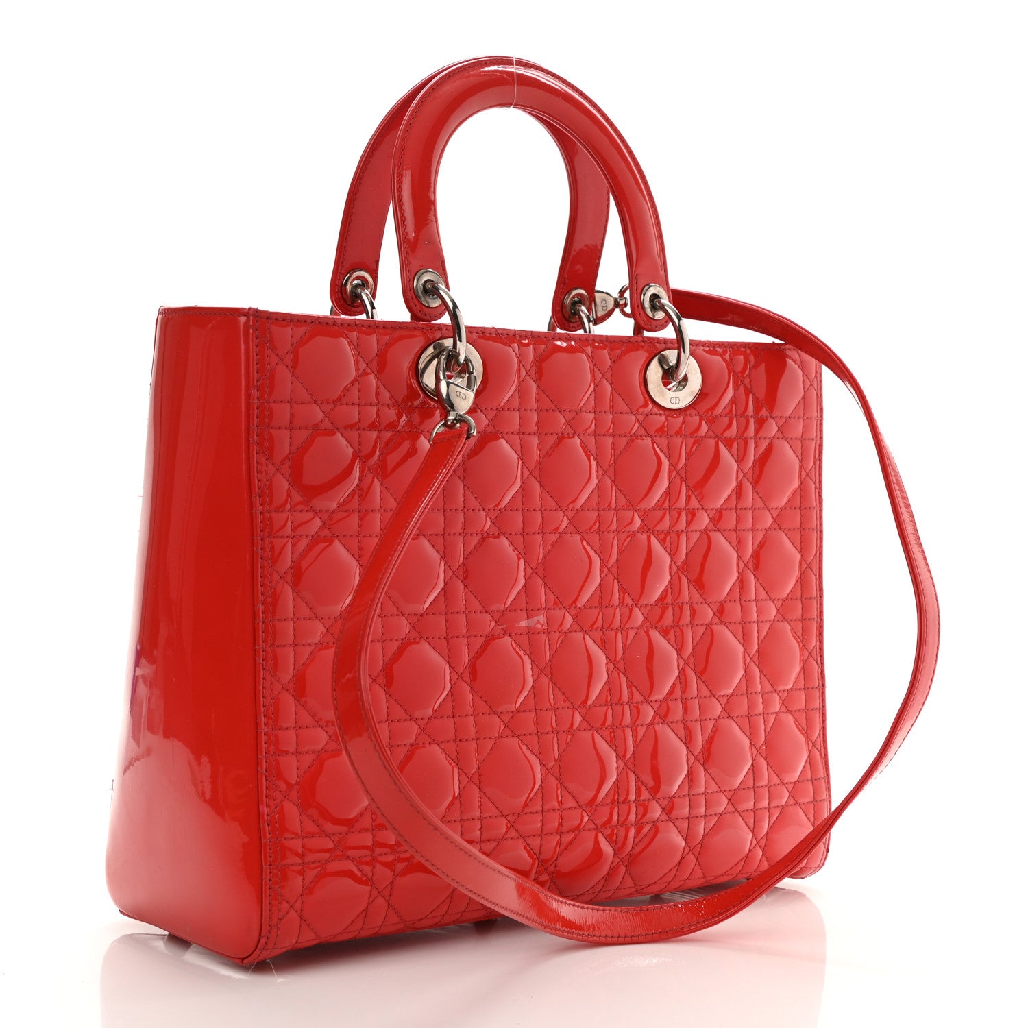 Christian Dior Patent Cannage Large Lady Dior Red 3 of 8