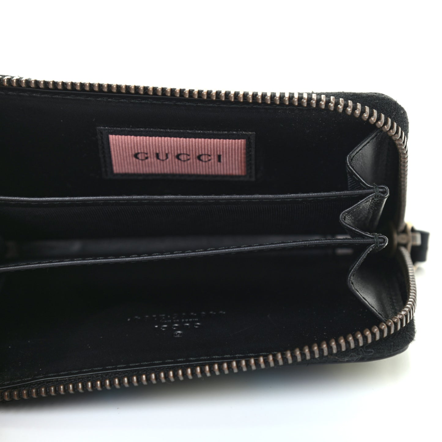 Calfskin GucciGhost Zip Around Card Case Black New Acquamarine