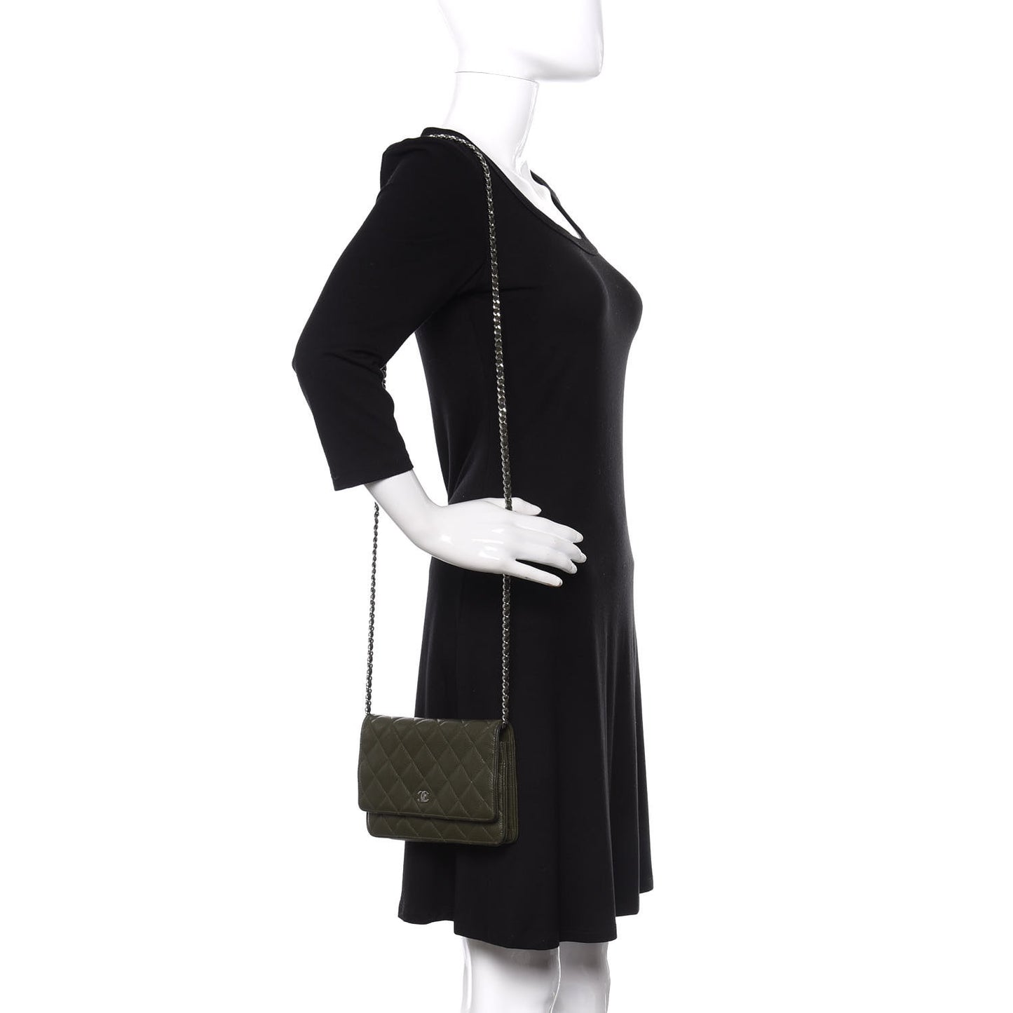 Caviar Quilted Wallet On Chain WOC Green