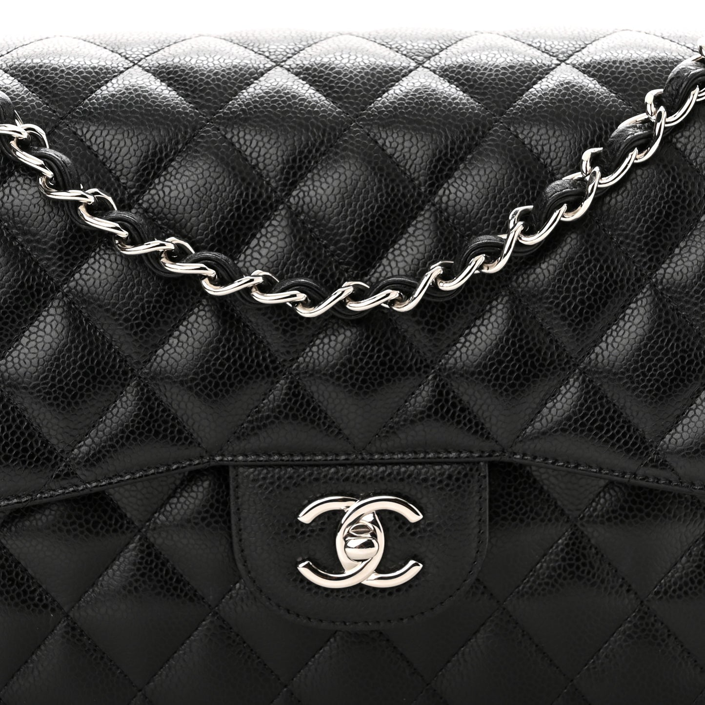 Caviar Quilted Jumbo Double Flap Black