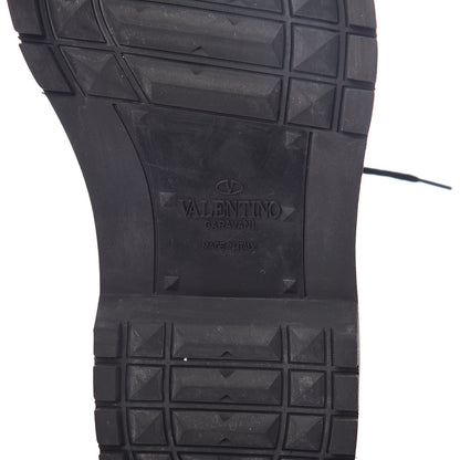 Valentino Garavani Calfskin Ruffle Heart Love Combat Boots 36 Black 6 of 8