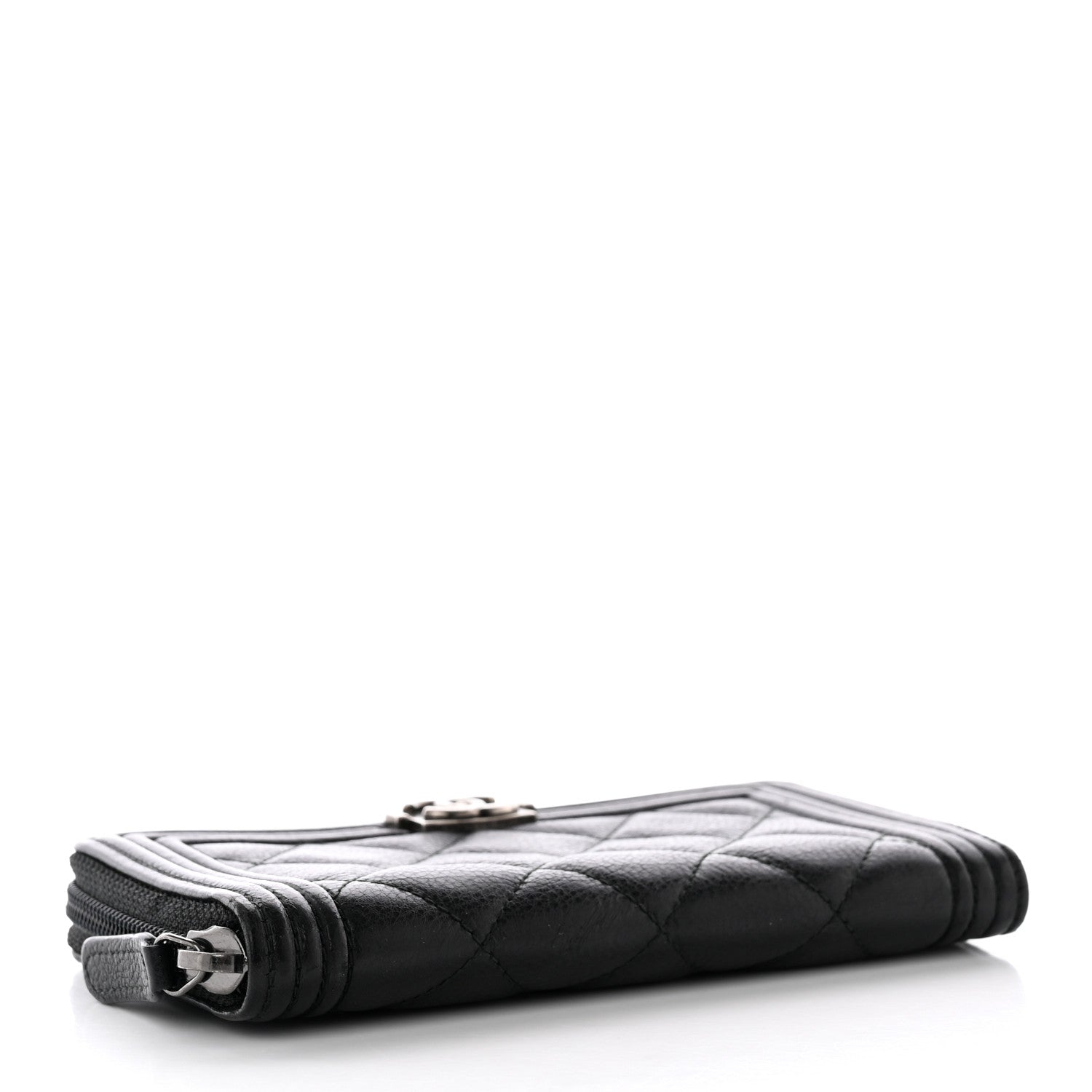 Chanel Caviar Quilted Boy Small Zip Around Wallet Black 4 of 12