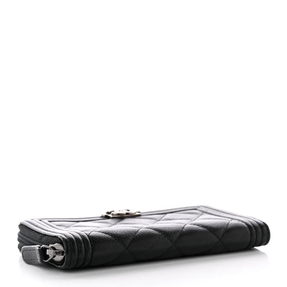 Chanel Caviar Quilted Boy Small Zip Around Wallet Black 4 of 12