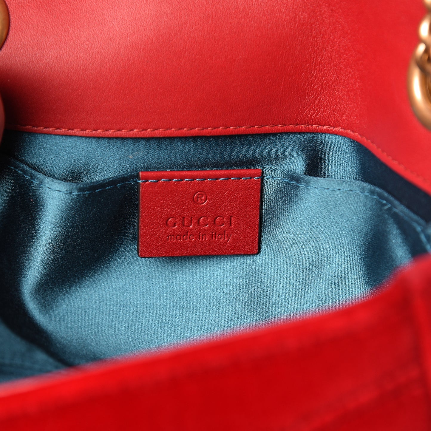Velvet Matelasse Mini GG Marmont Shoulder Bag Hibiscus Red
