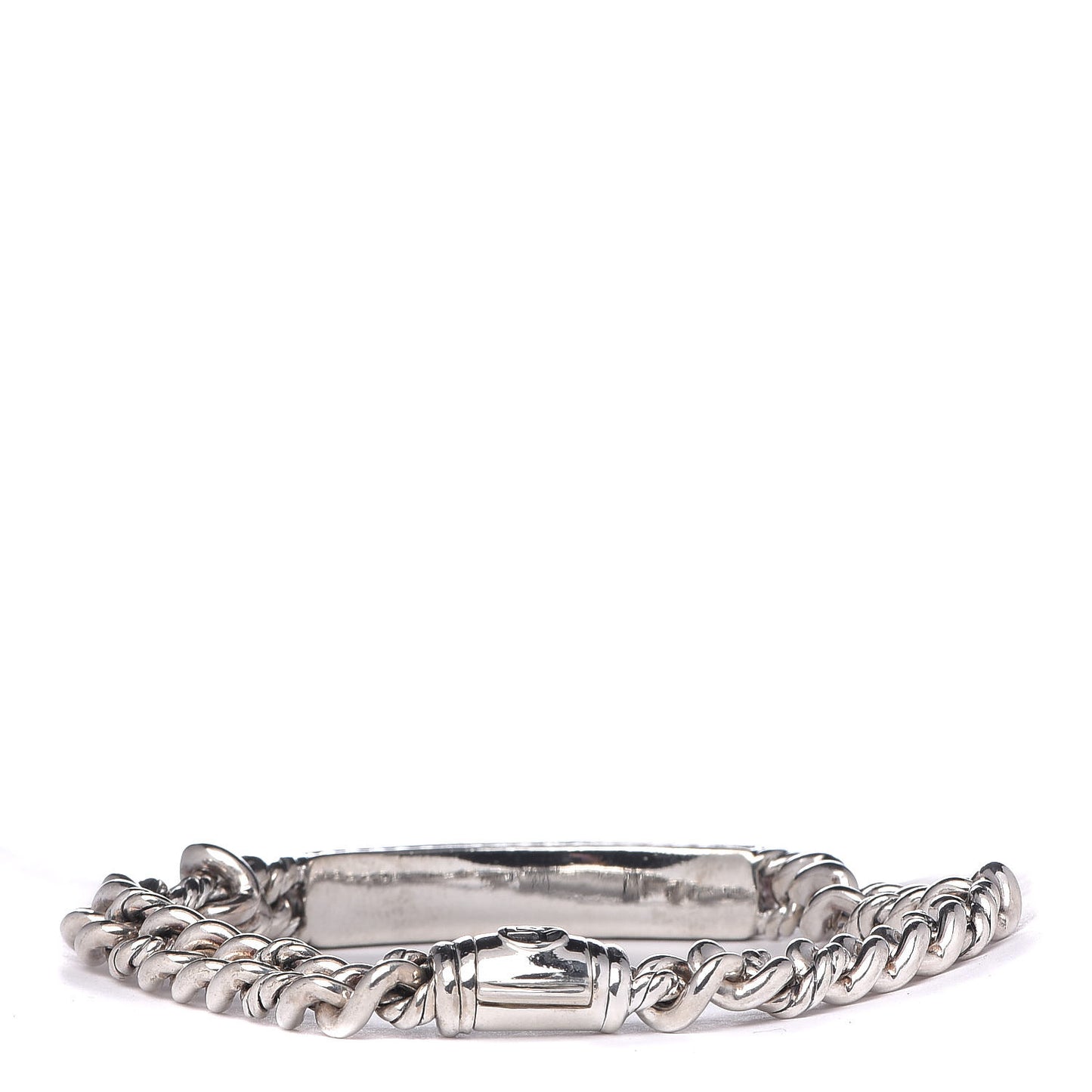 Sterling Silver Diamond 7mm Petite Pave Curb Link Love ID Bracelet