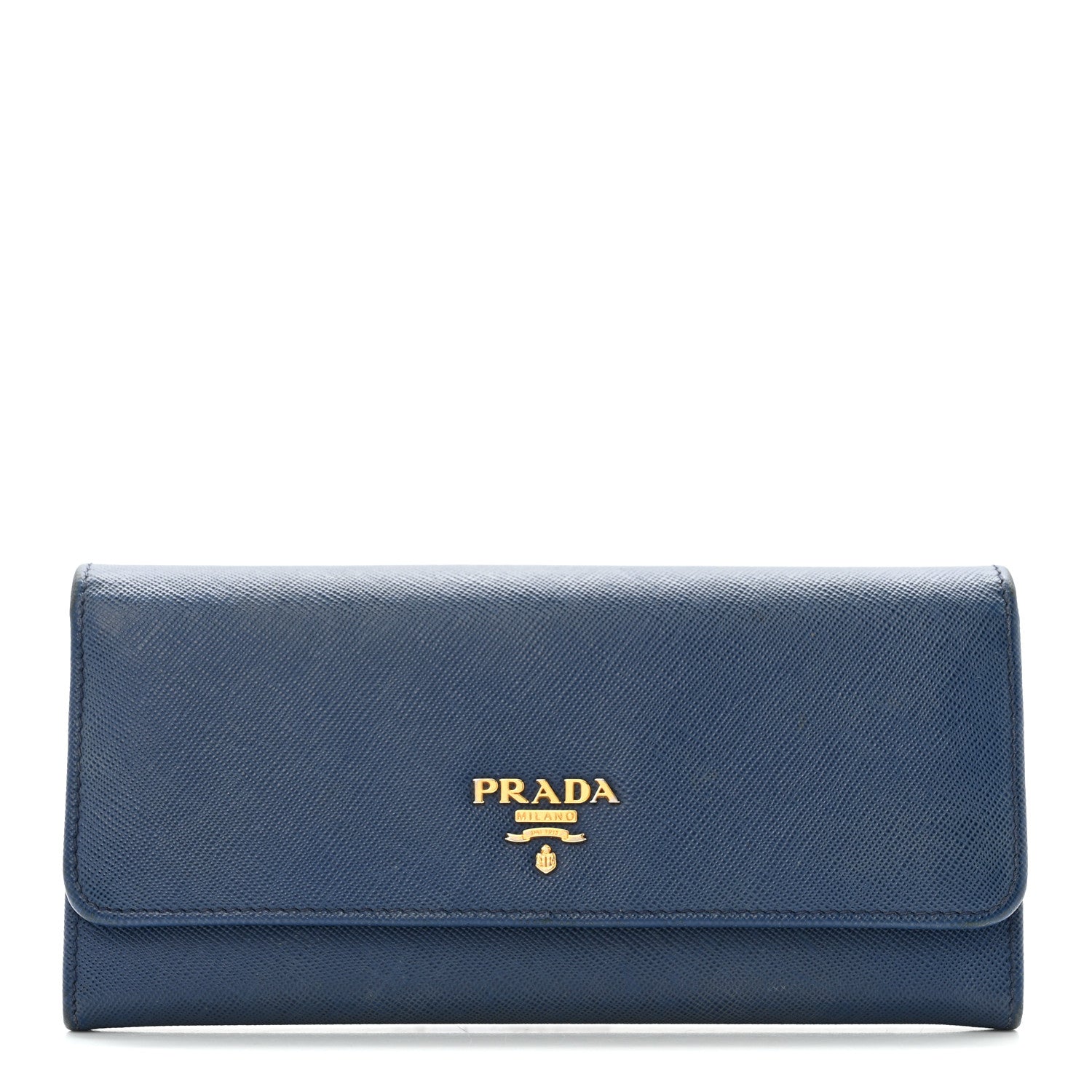 Prada Saffiano Metal Continental Flap Wallet Bluette Cobalto Turchese 1 of 14