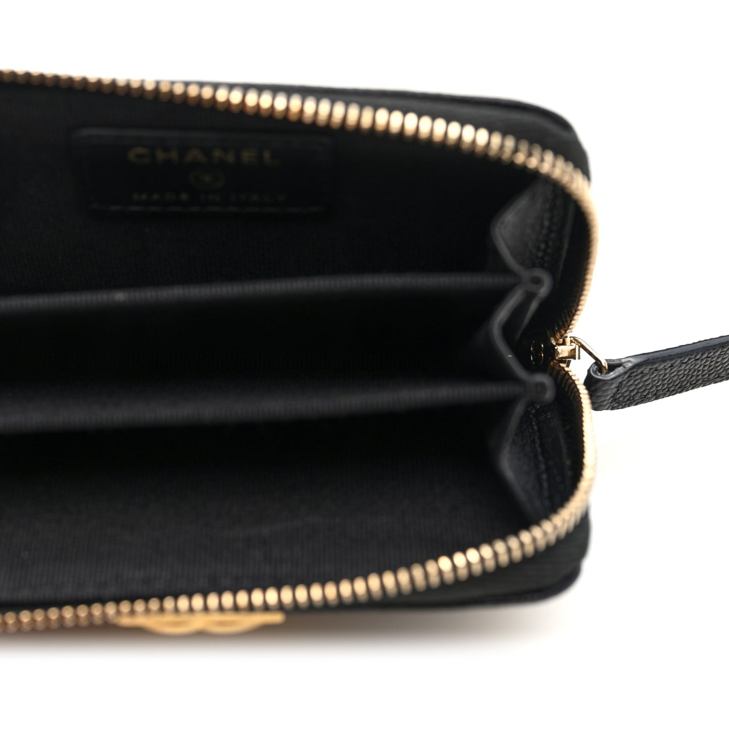 Caviar Quilted Boy Zip Around Coin Purse Wallet Black