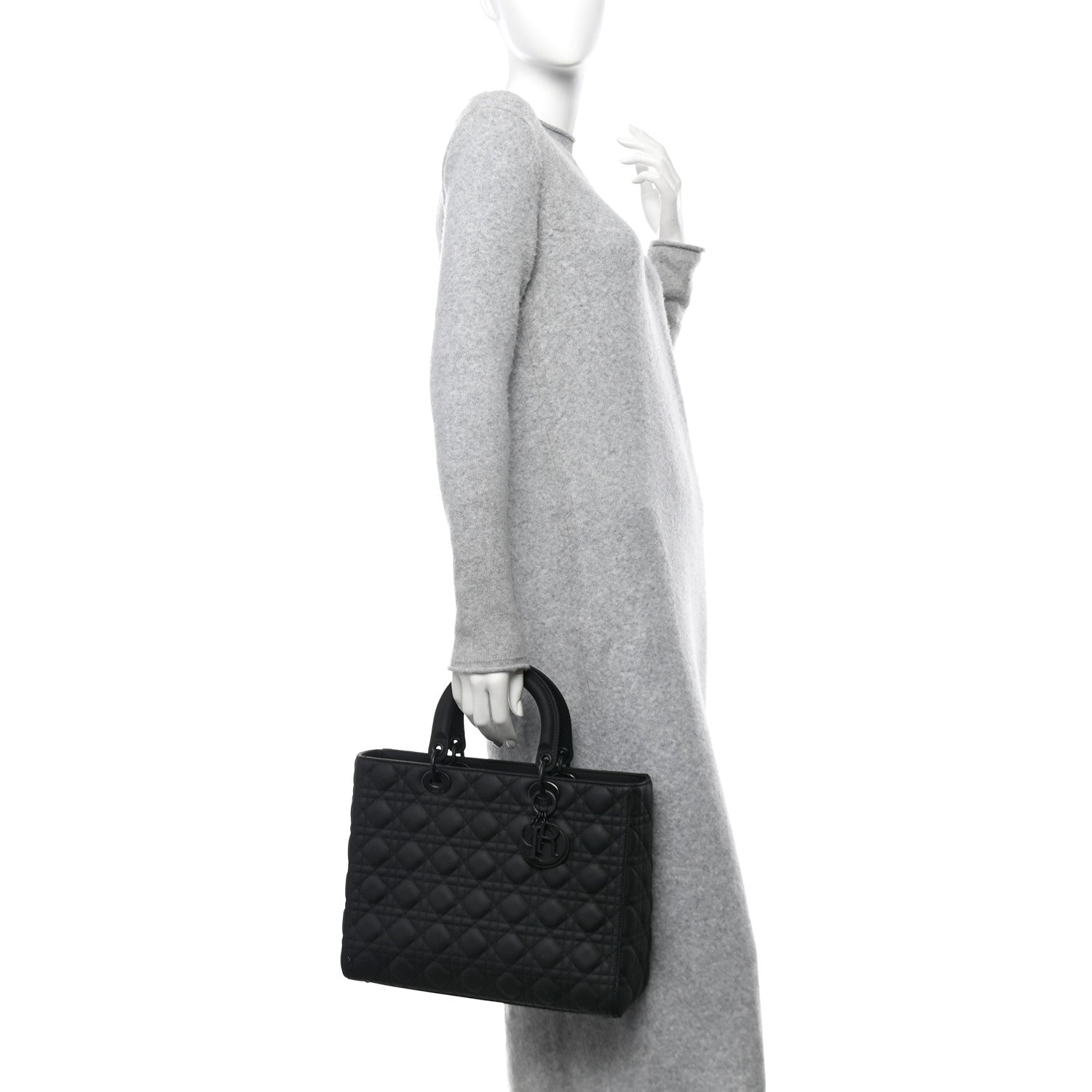 Christian Dior Ultra Matte Calfskin Cannage Large Lady Dior Black 2 of 10
