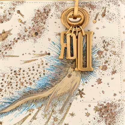 Christian Dior Smooth Calfskin Embroidered I Feel Blue Medium Lady Dior White Multicolor 9 of 14