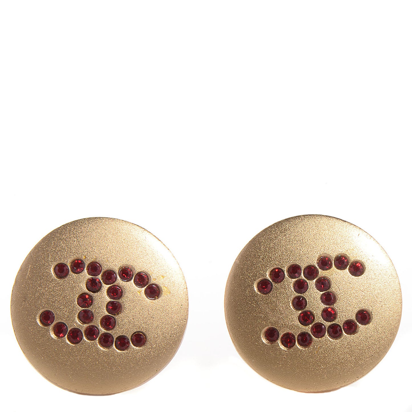 CC Crystal Clip On Earrings Red Gold