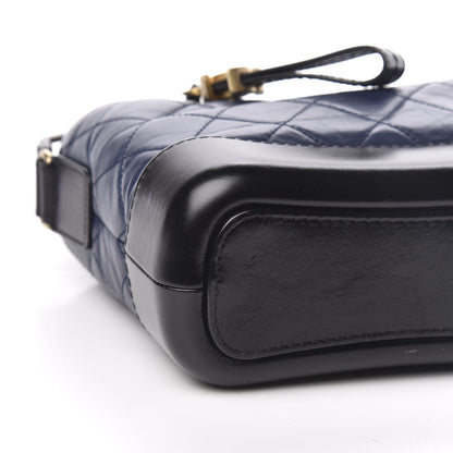 Chanel Aged Calfskin Quilted Small Gabrielle Hobo Navy Black 8 of 10