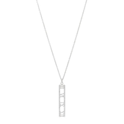 Tiffany 18K White Gold Diamond Narrow Atlas Bar Pendant Necklace 1 of 5