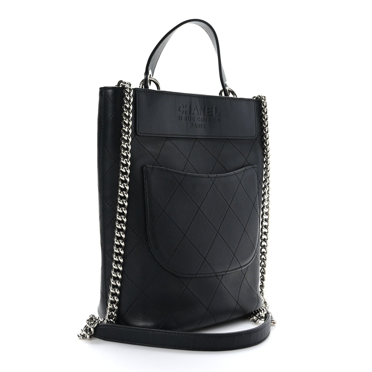 Calfskin Stitched Bucket Bag Black